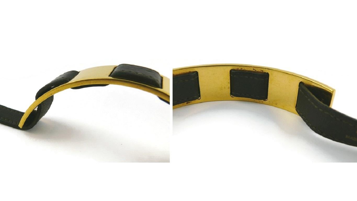 Hermes Vintage Dunkelbraune Leder-Choker mit Gold-Paneel im Angebot 14