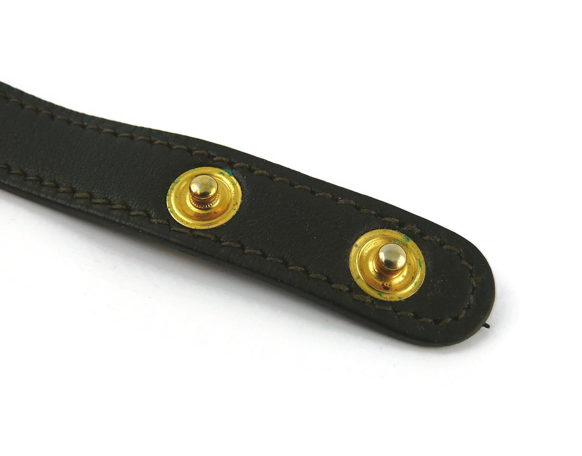 Hermes Vintage Dunkelbraune Leder-Choker mit Gold-Paneel im Angebot 16