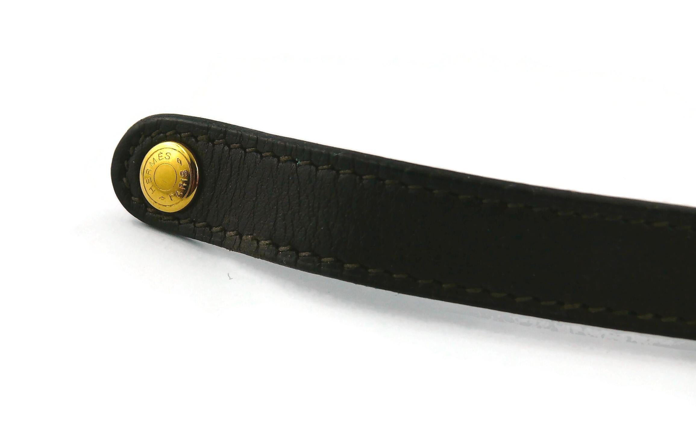Hermes Vintage Dunkelbraune Leder-Choker mit Gold-Paneel im Zustand „Gut“ im Angebot in Nice, FR