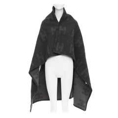 HERMES Vintage manta cuadrada grande con logotipo H gris caqui oscuro