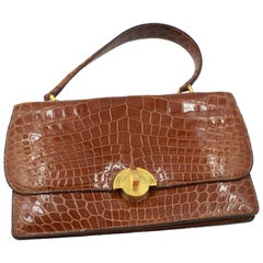 Hermès Vintage Demi Lune handbag in brown crocodile