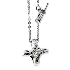 Hermes Vintage Diamond H White Gold Necklace