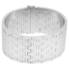 Hermes vintage diamond Kilim 18k white gold cuff bracelet