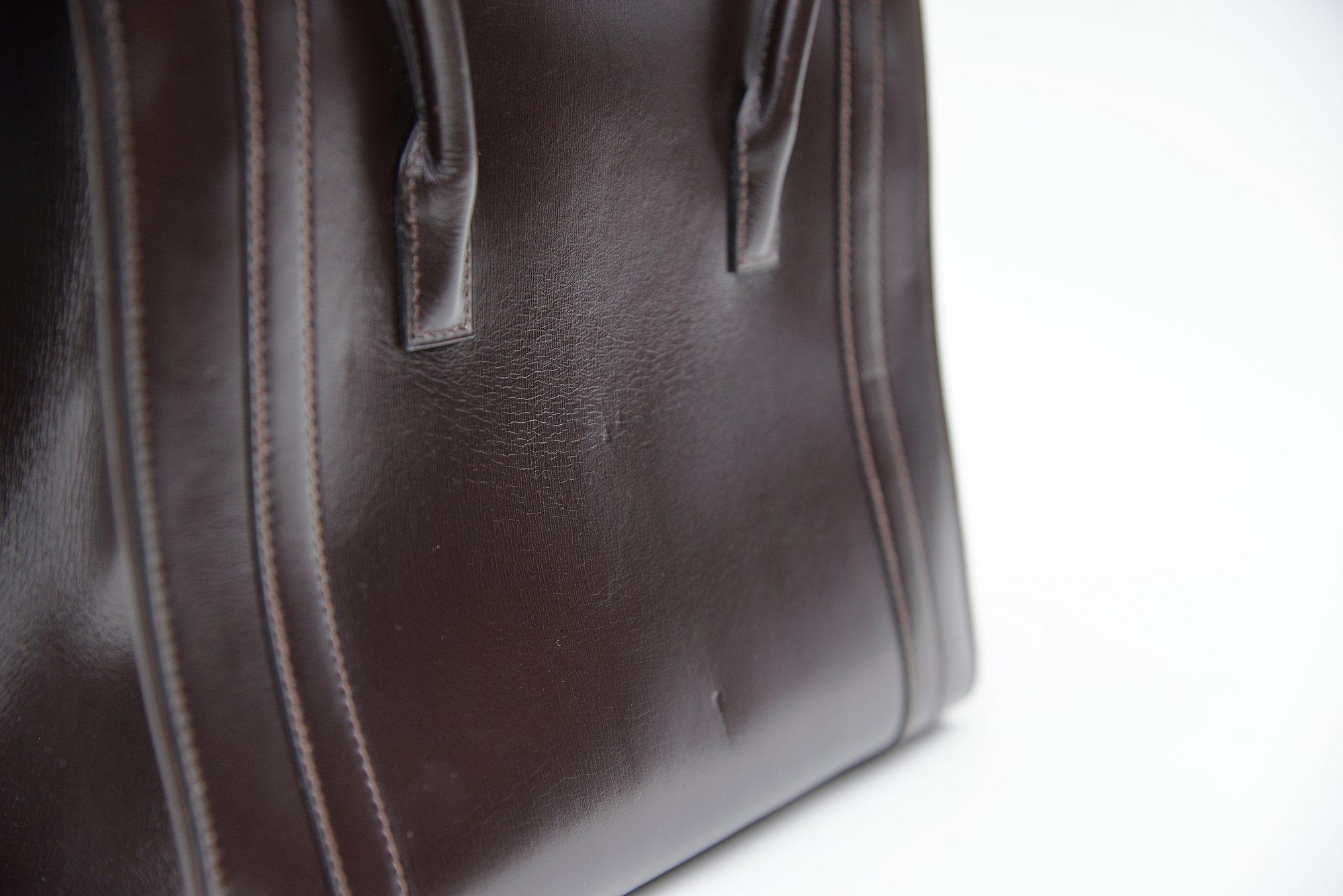 Hermes Vintage Drag Bag Brown Box Leather  2