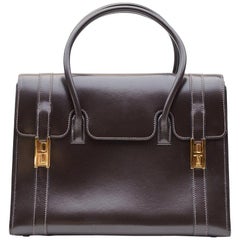 Hermes Vintage Drag Bag Brown Box Leather