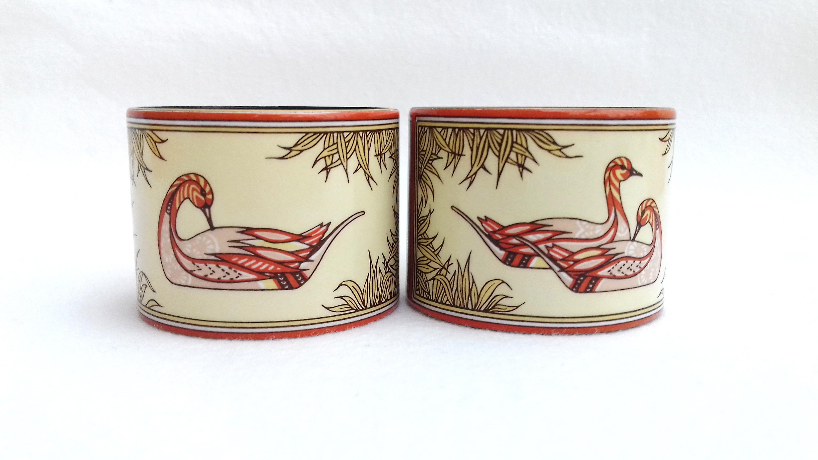 Hermès Vintage Duck Pattern Enamel Printed Napkin Rings Holders SUPER RARE 5