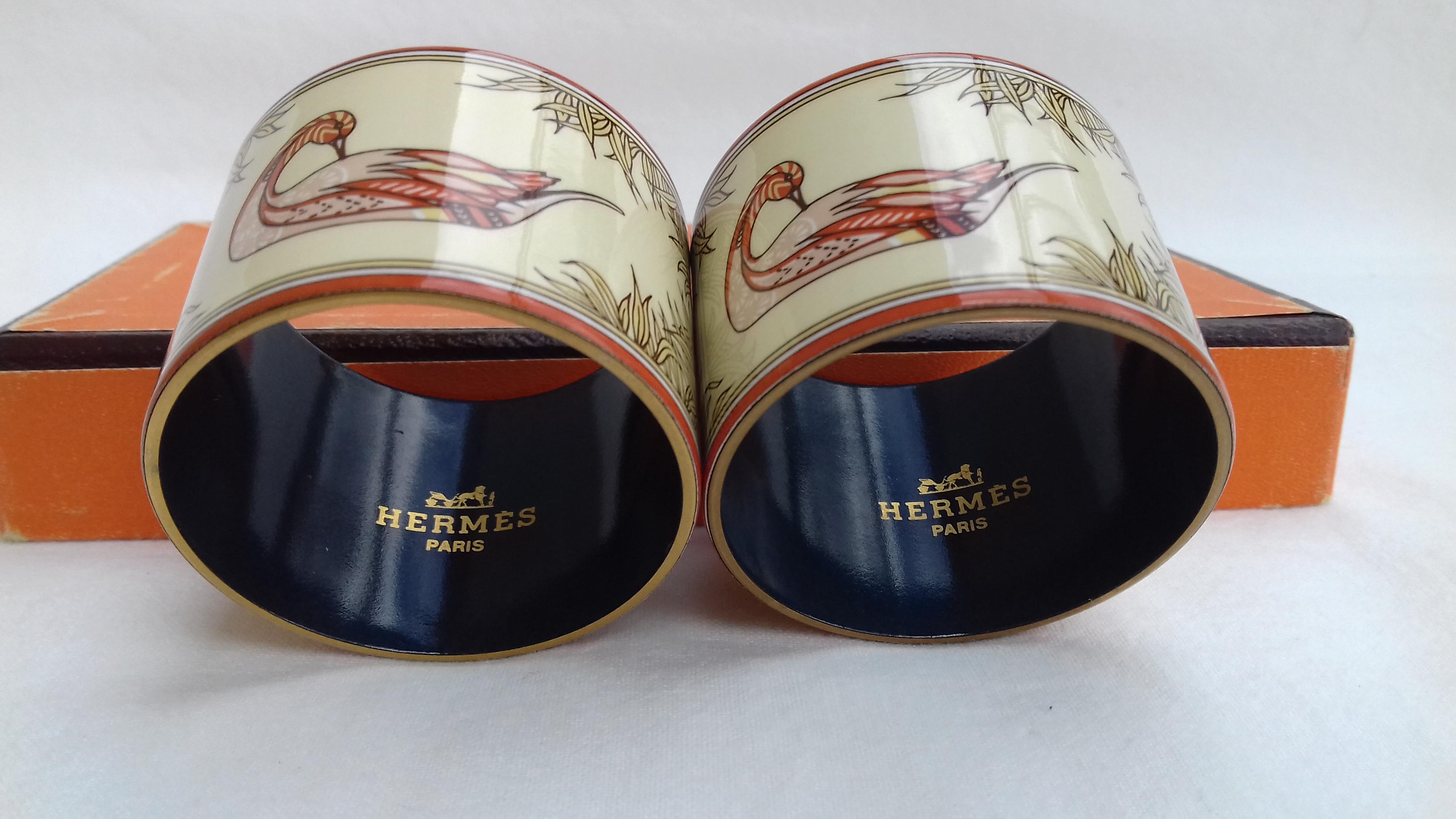 Hermès Vintage Duck Pattern Enamel Printed Napkin Rings Holders SUPER RARE 6