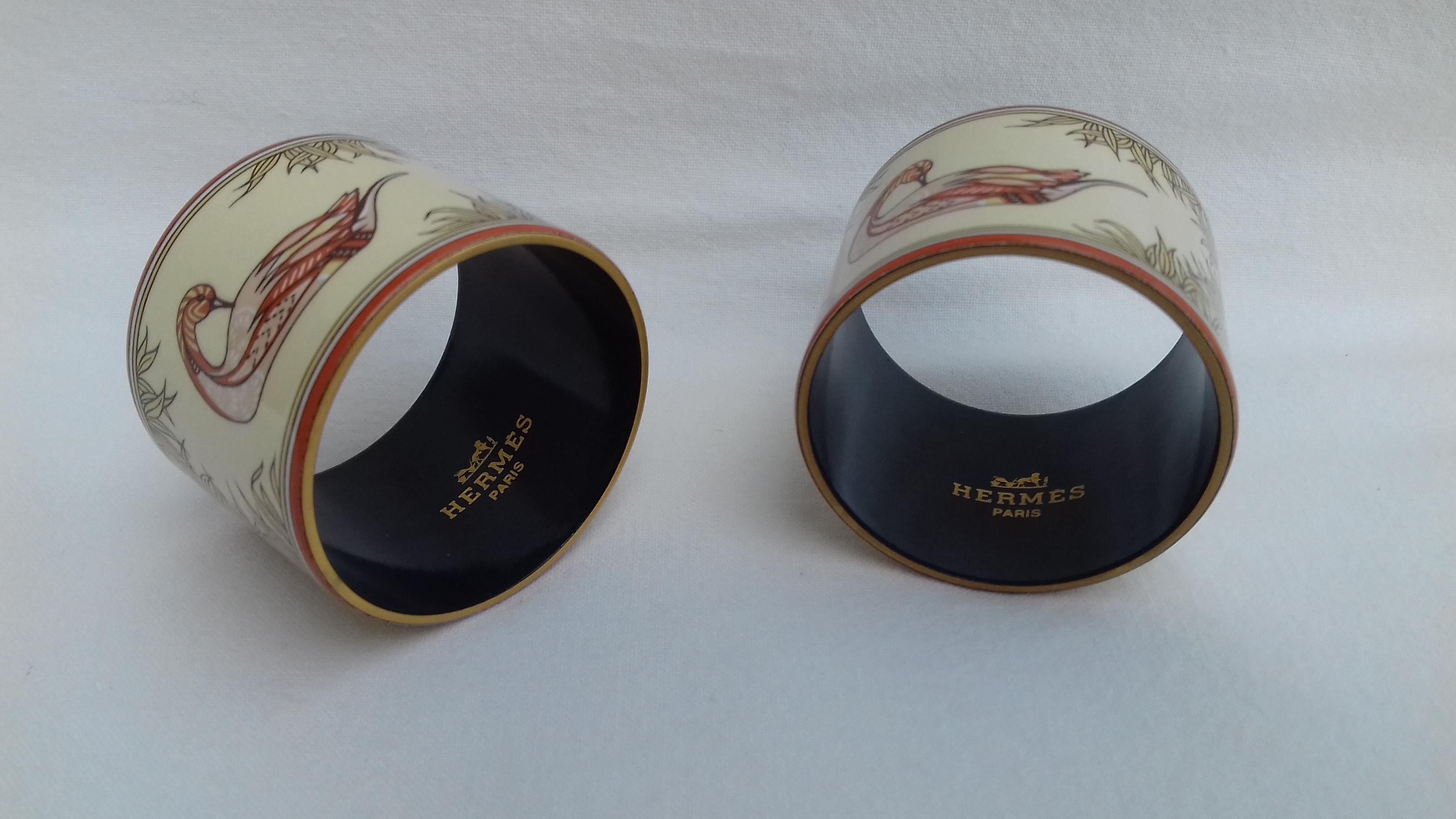 Hermès Vintage Duck Pattern Enamel Printed Napkin Rings Holders SUPER RARE 1