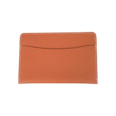 Hermes Vintage Duo Card Holder Gold Epsom Leather
