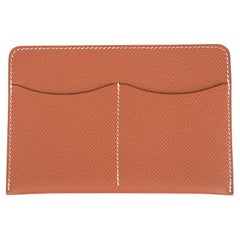 Hermes Vintage Duo Card Holder Gold Epsom Leather