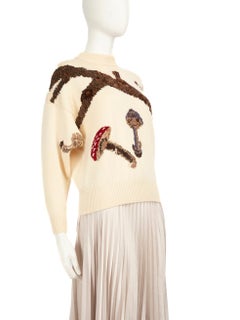 Hermès Vintage Ecru Mushroom Knit Sweater Size S