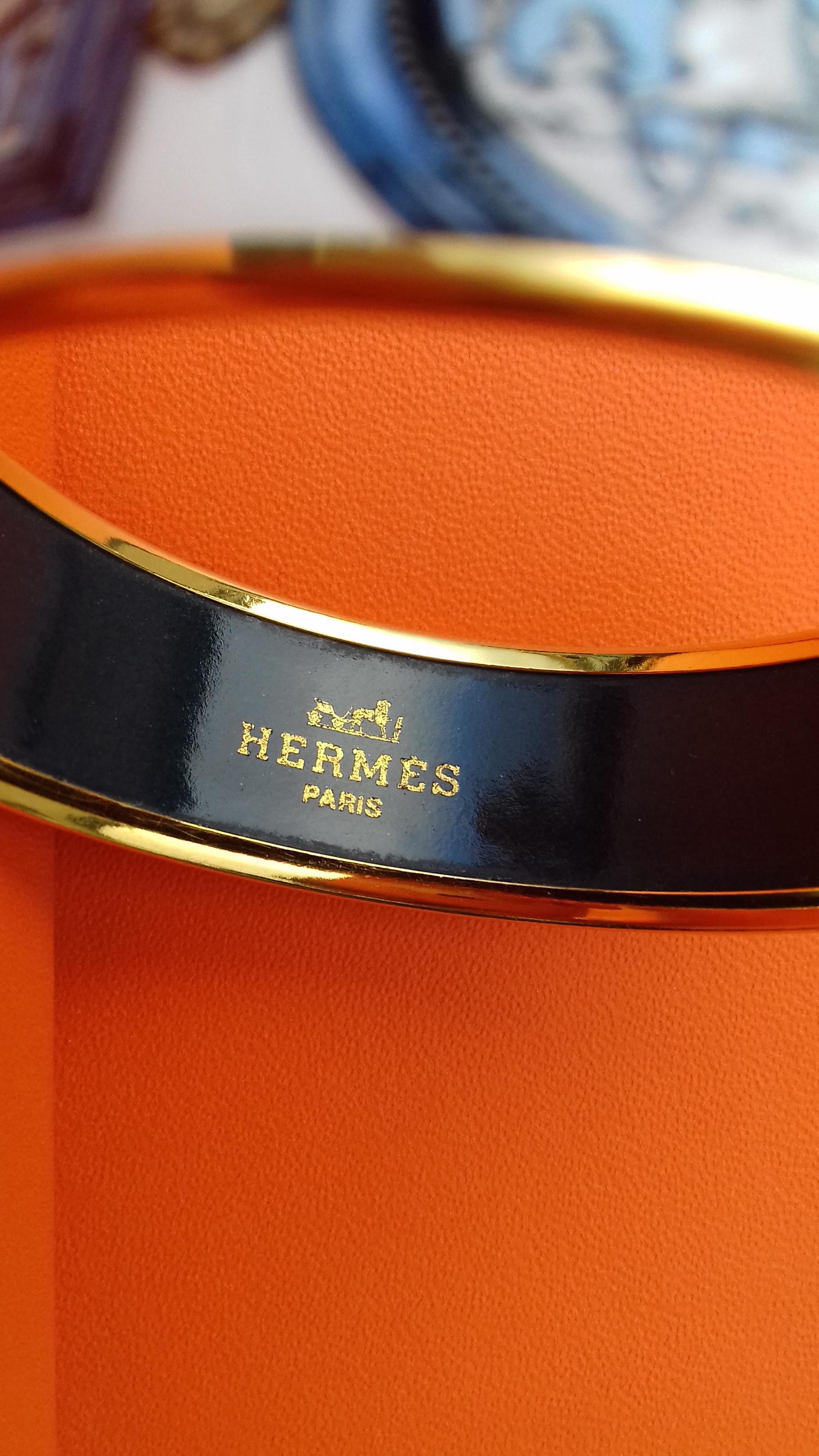 Hermès Vintage Enamel Bracelet Wedgwood Ledoux Gold plated Hdw Size 65 8