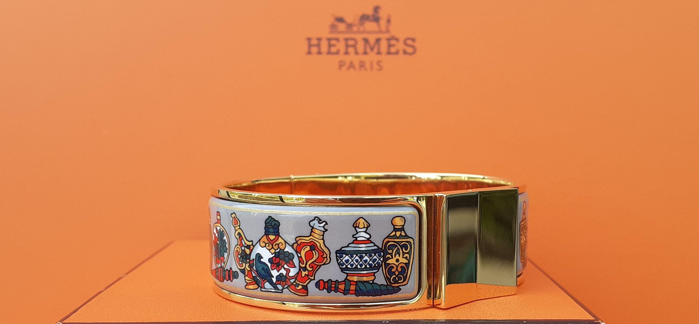 Hermès Vintage Emaille Clic Clac Armband Flacon Gold Hdw Größe GM im Angebot 7