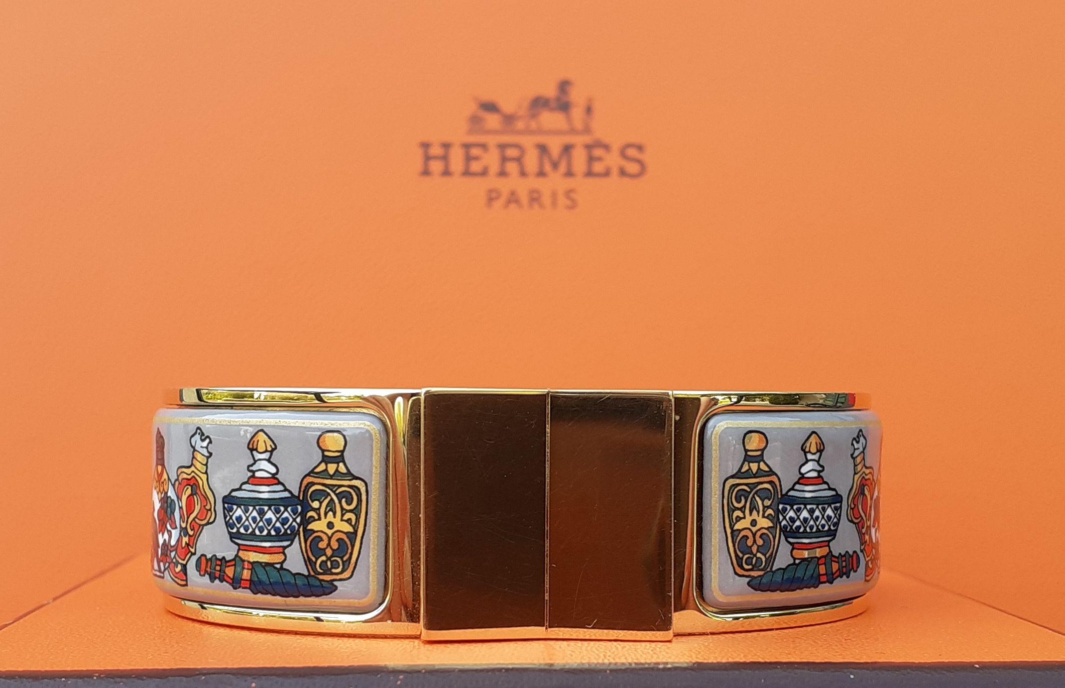 Hermès Vintage Emaille Clic Clac Armband Flacon Gold Hdw Größe GM im Angebot 8