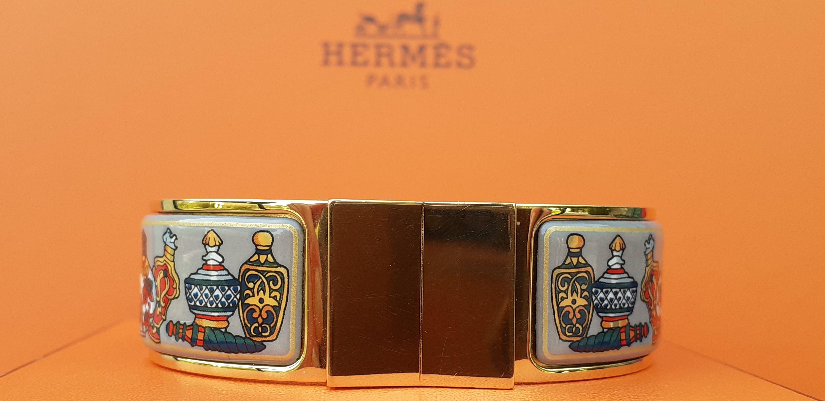 Hermès Vintage Emaille Clic Clac Armband Flacon Gold Hdw Größe GM im Angebot 3