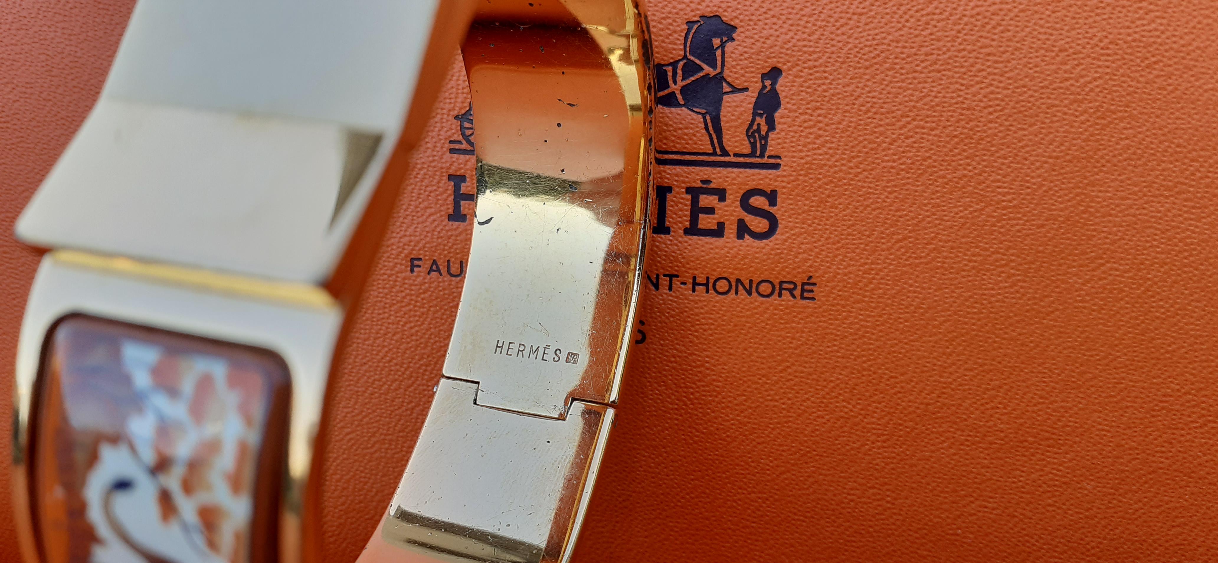 Hermès Vintage Enamel Clic Clac Bracelet Lions and Lionesses Gold Hdw Size GM 5