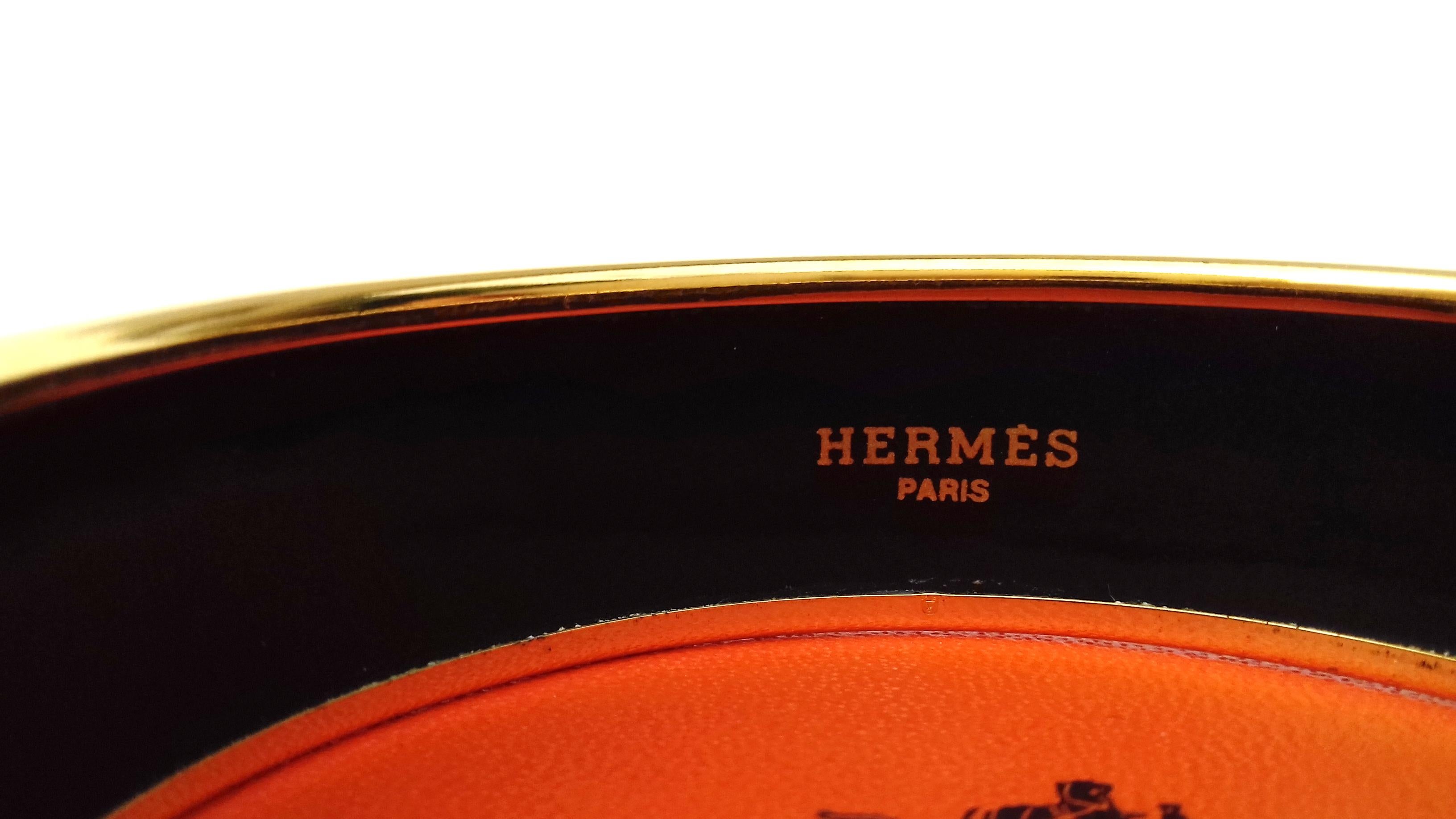 Hermès Vintage Enamel Printed Bracelet Greyhound Dogs Levriers Ghw Size 65 9