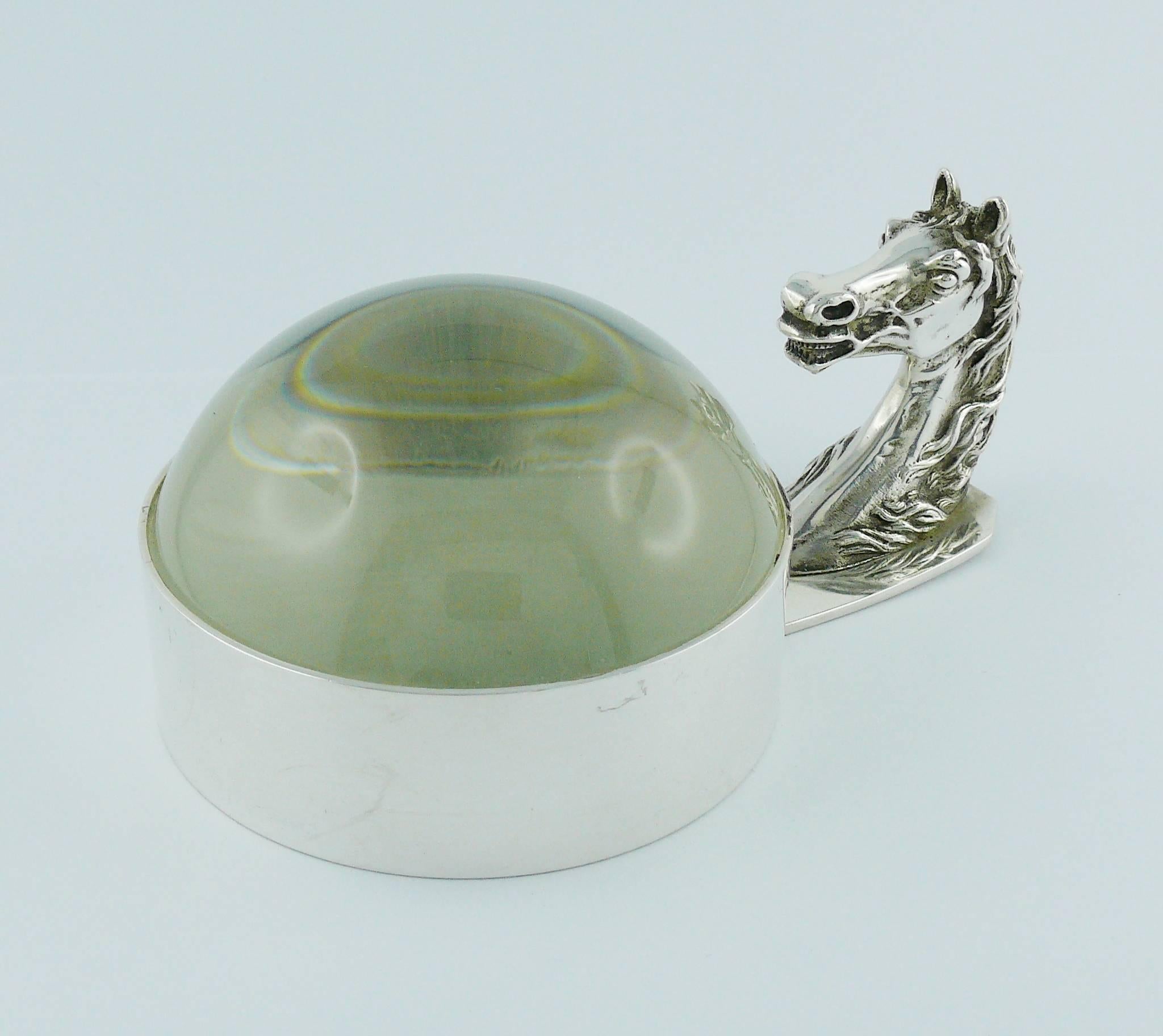 HERMES Paris vintage silver plated equestrian desk paperweight magnifier.

From the iconic HERMES 