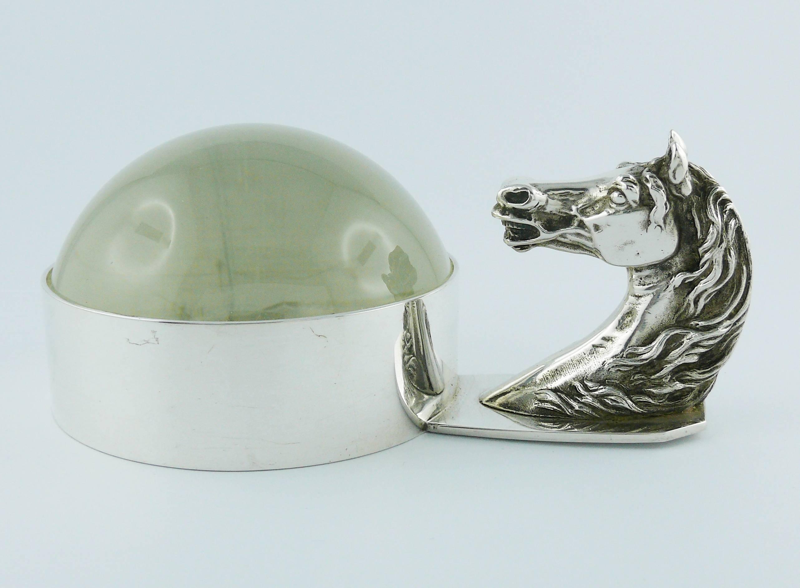 Hermes Vintage Equestrian Silver Plated Desk Paperweight Magnifier In Good Condition In Nice, FR