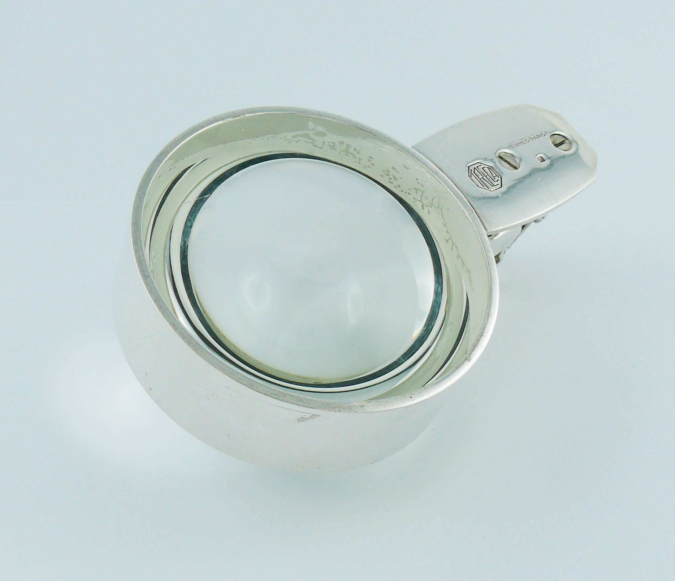 Hermes Vintage Equestrian Silver Plated Desk Paperweight Magnifier 4