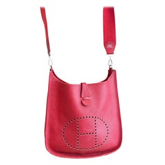 Hermès Vintage Evelyne Clemence III Red Leather Crossbody Bag, 1978