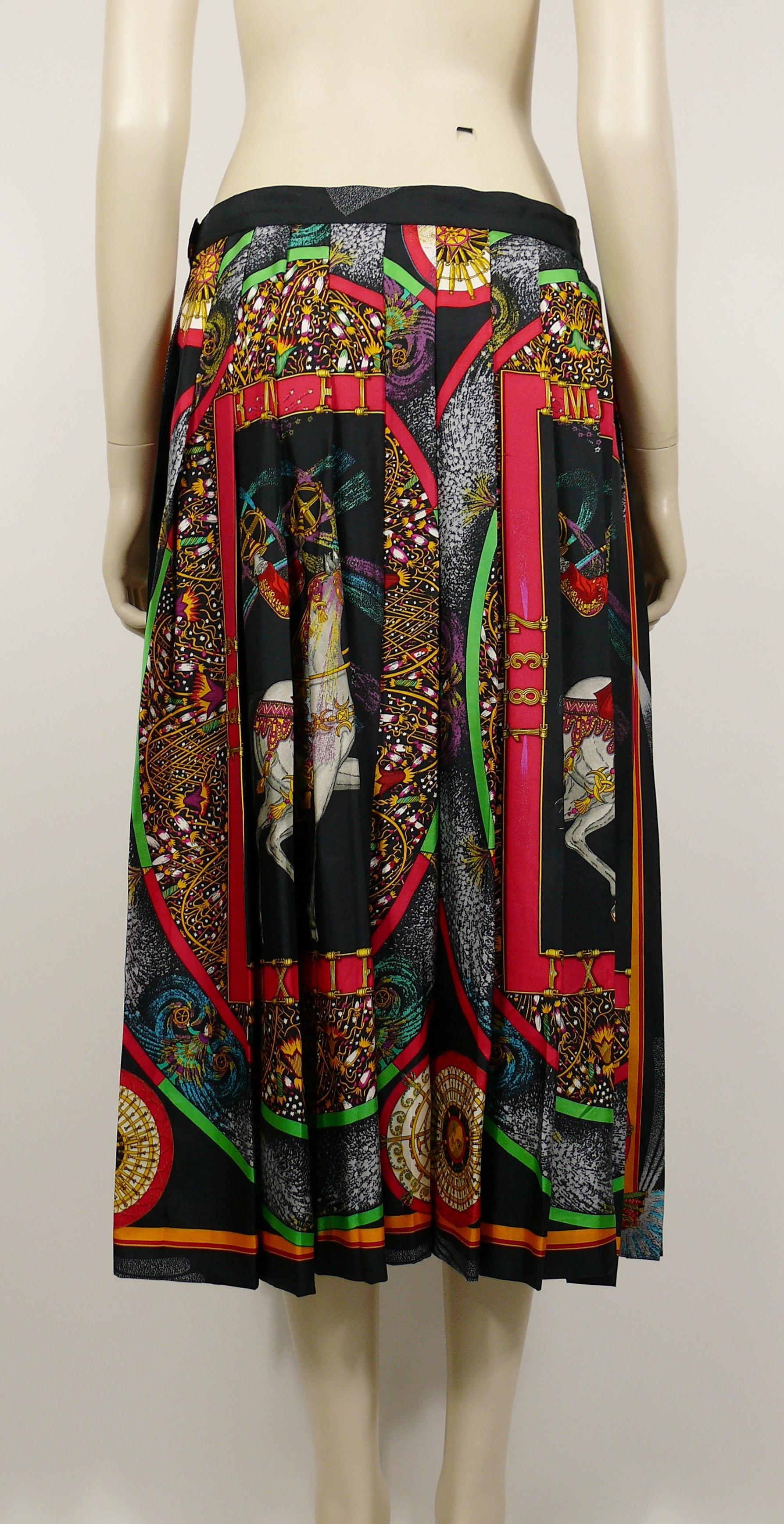 Hermes Vintage Feux d'Artifice 150th Anniversary Pleated Silk Skirt For Sale 2