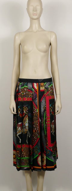 Hermes Vintage Feux d'Artifice 150th Anniversary Pleated Silk Skirt
