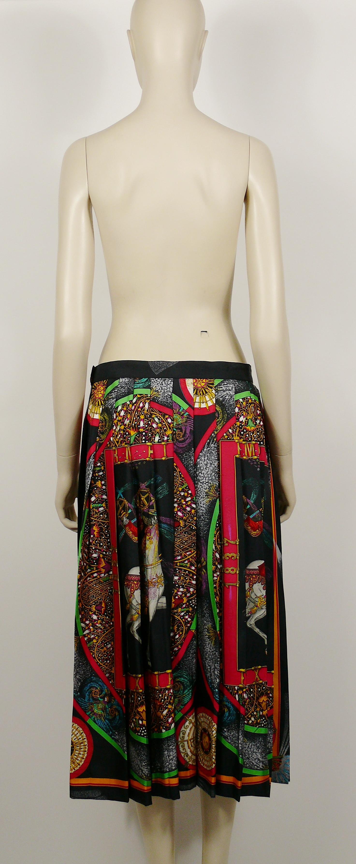 Hermes Vintage Feux d'Artifice 150th Anniversary Pleated Silk Skirt For Sale 1