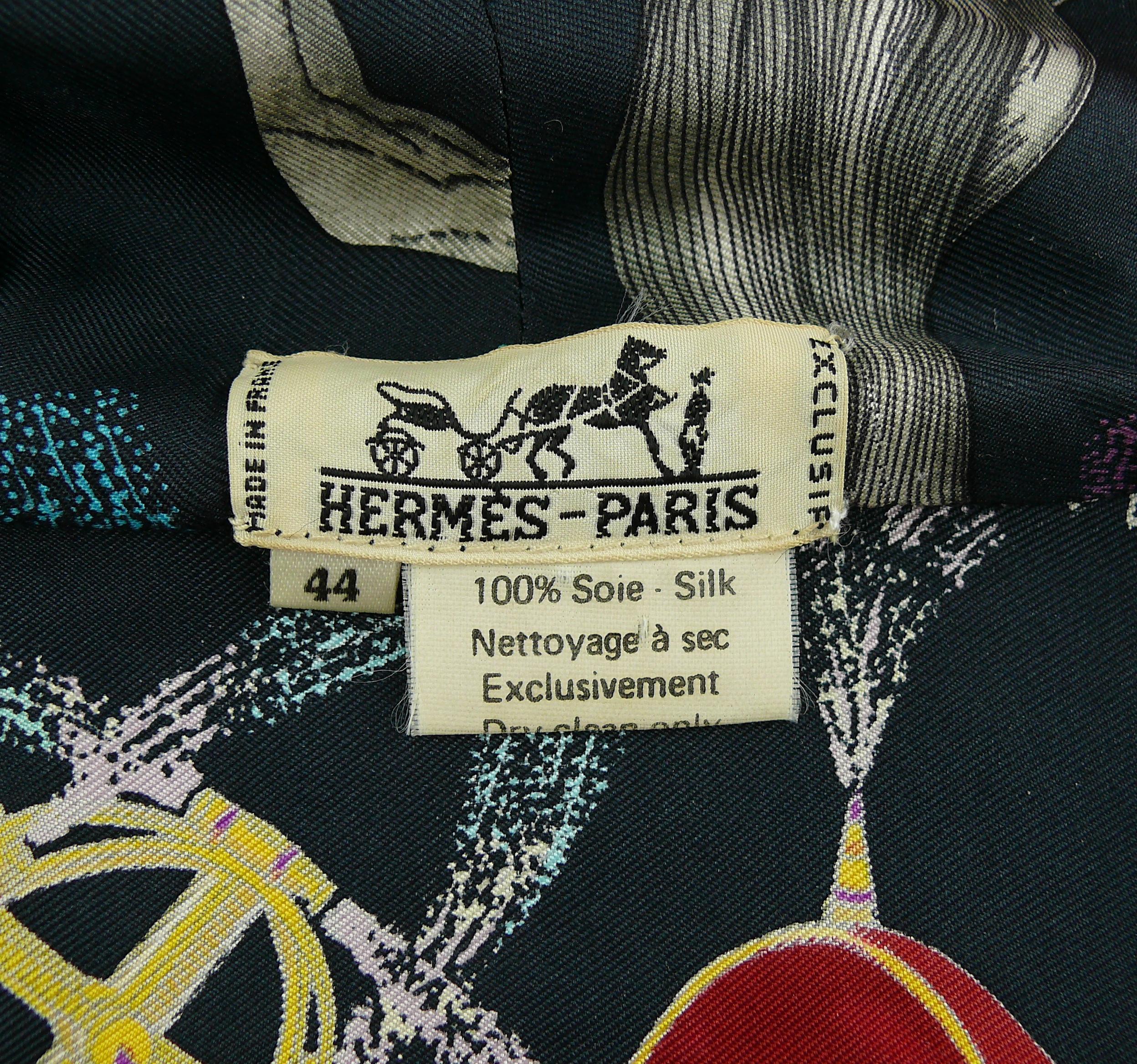 Hermes Vintage Feux d'Artifice 150th Anniversary Silk Hooded Blouse For Sale 6