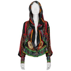 Blusa con capucha de seda Hermes Vintage Feux d'Artifice 150 aniversario