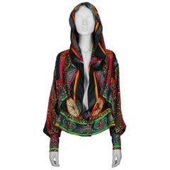 Hermes Vintage Feux d'Artifice 150th Anniversary Silk Hooded Blouse