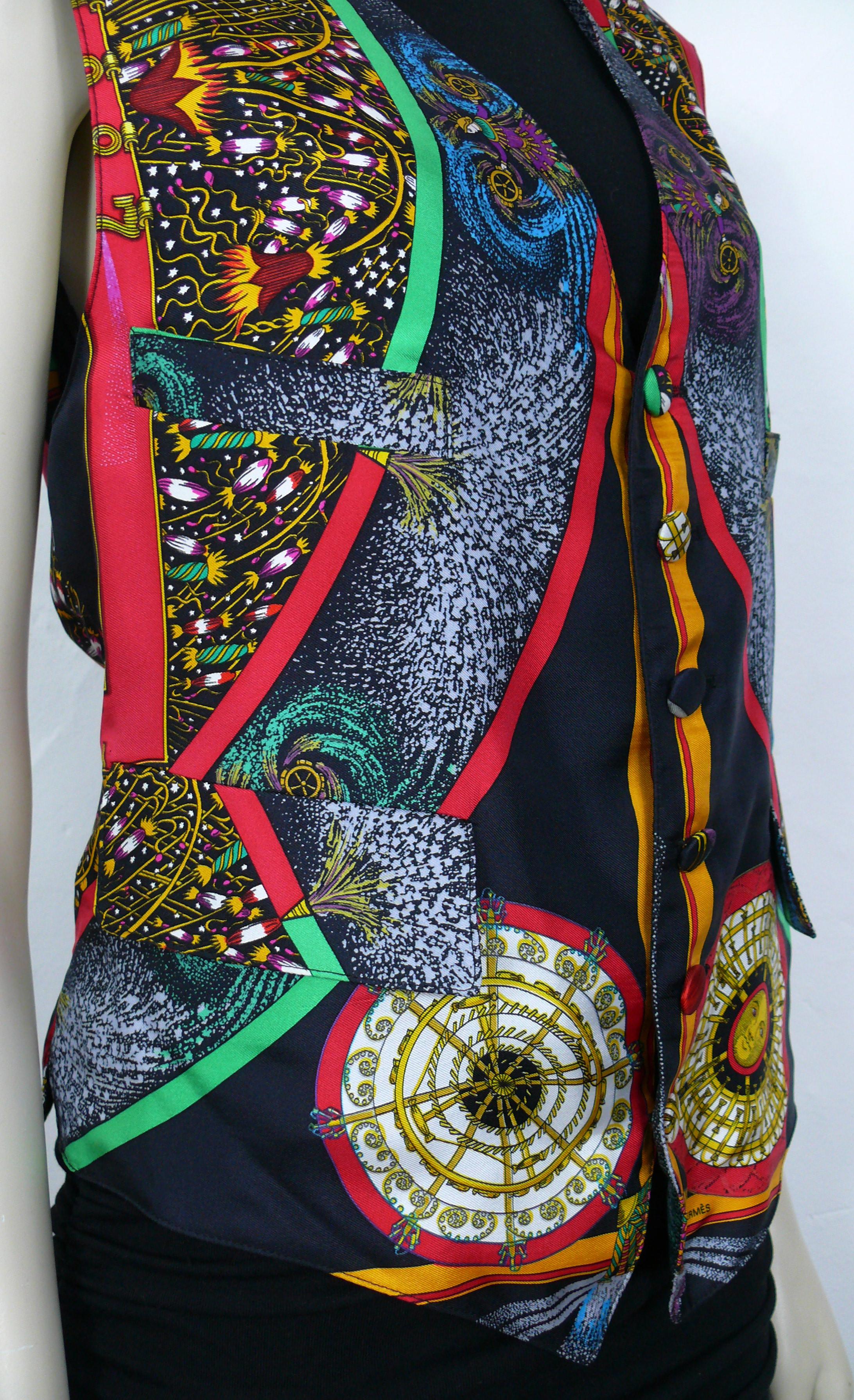Black Hermes Vintage Feux d'Artifice 150th Anniversary Silk Vest For Sale
