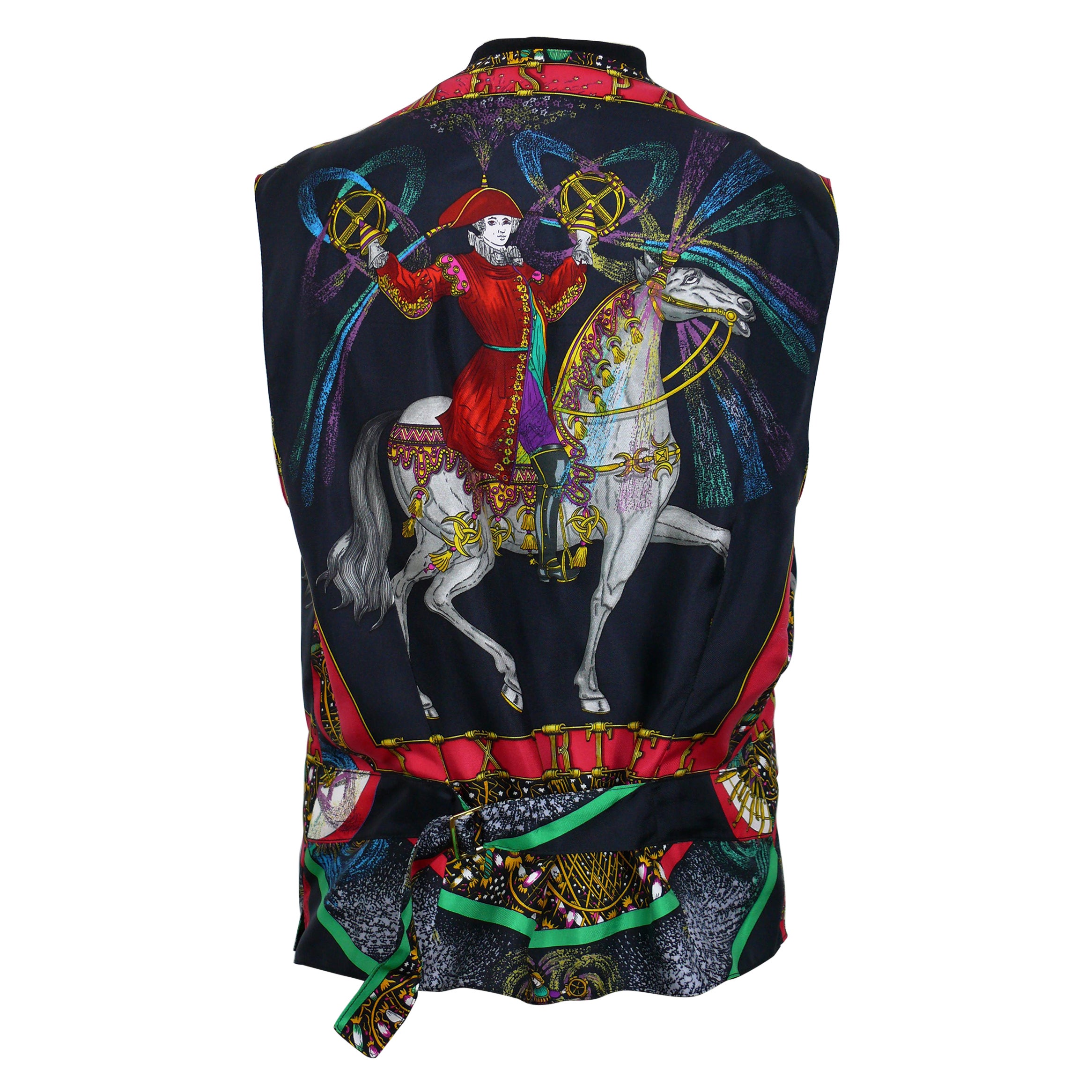 Chaleco de seda Hermes Vintage Feux d'Artifice 150 aniversario