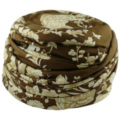 Hermes Vintage Flowers and Birds Silk Turban Hat 