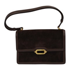 Hermes Vintage Fonsbelle Brown Box Leather and Suede Bag