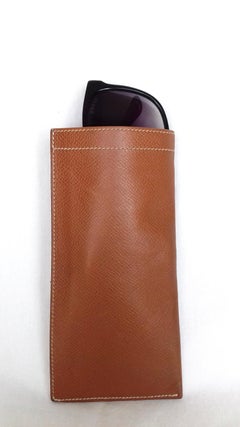 Hermès Vintage Glasses Case Courchevel Epsom Gold Leather