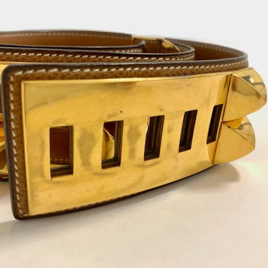 Brown HERMES Vintage Gold Dog Necklace Belt