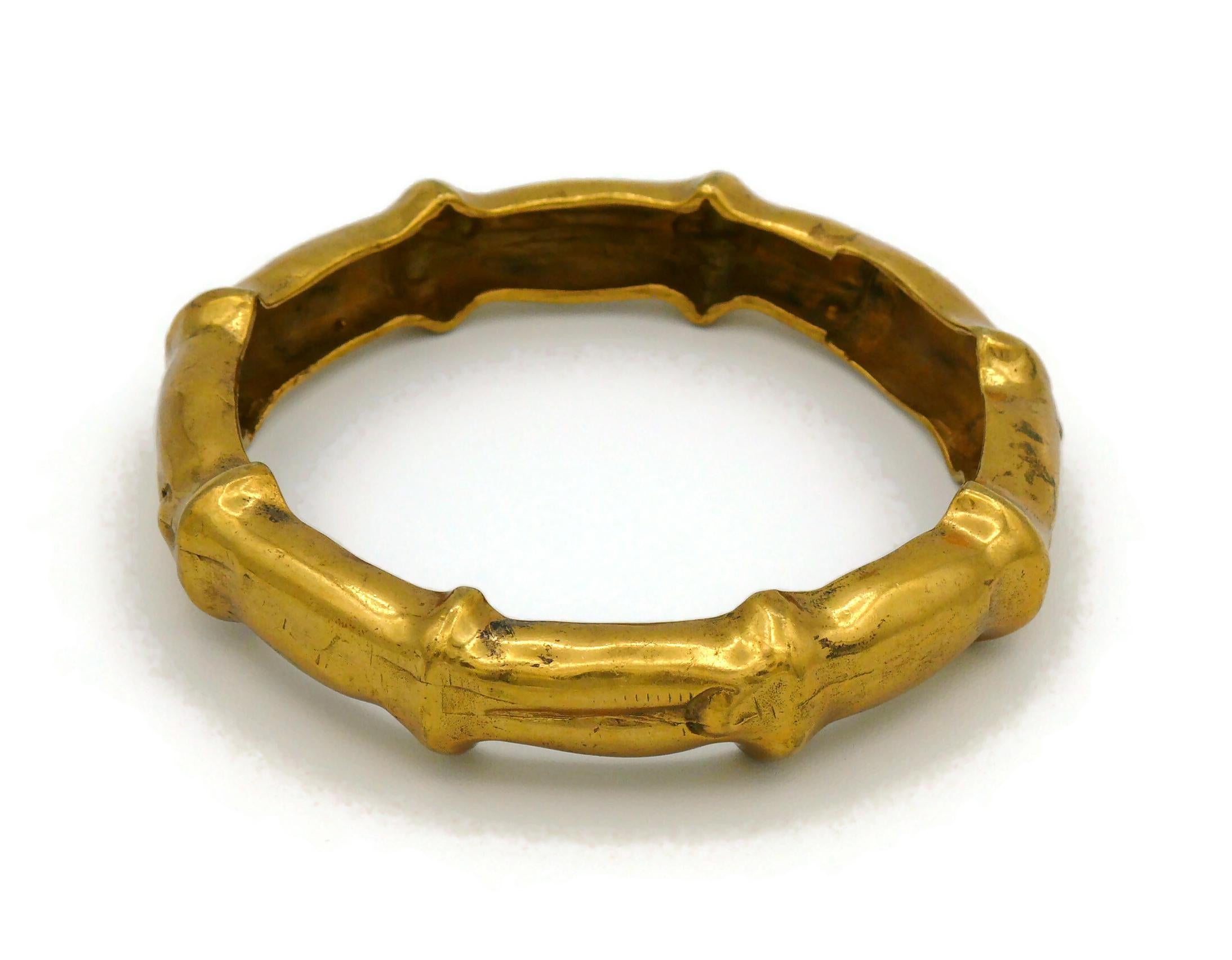 HERMES - Bracelet vintage en or avec motif de bambou en vente 3