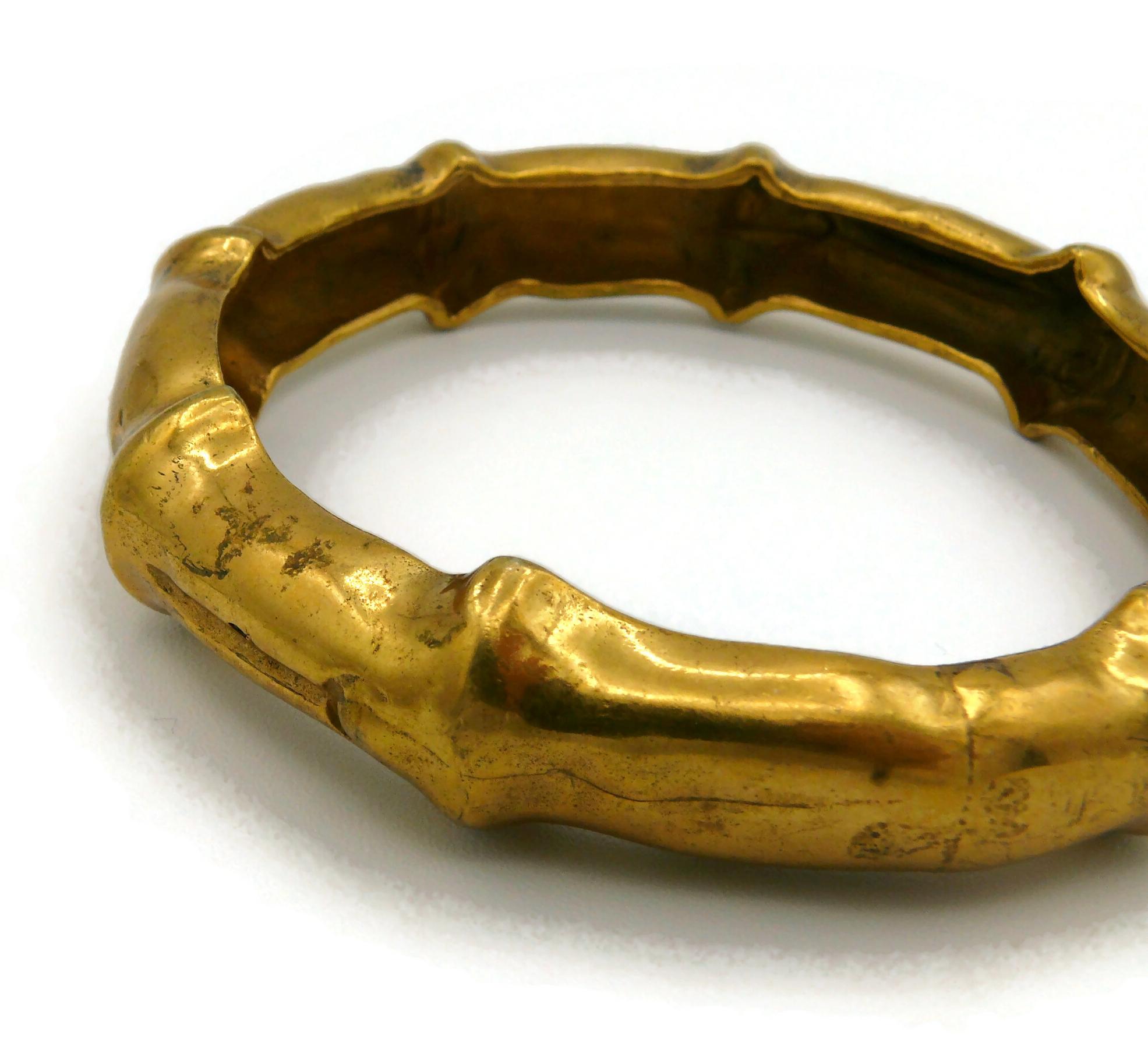 HERMES - Bracelet vintage en or avec motif de bambou en vente 5