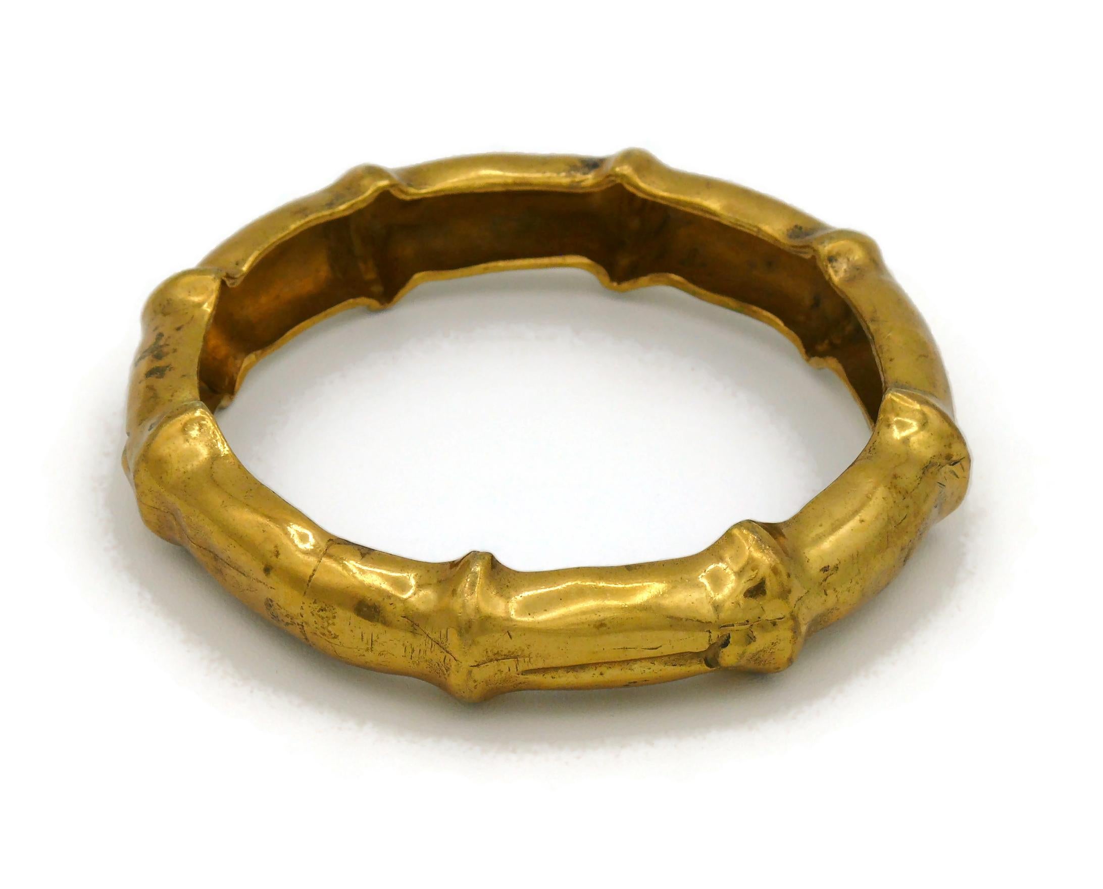 HERMES - Bracelet vintage en or avec motif de bambou en vente 1