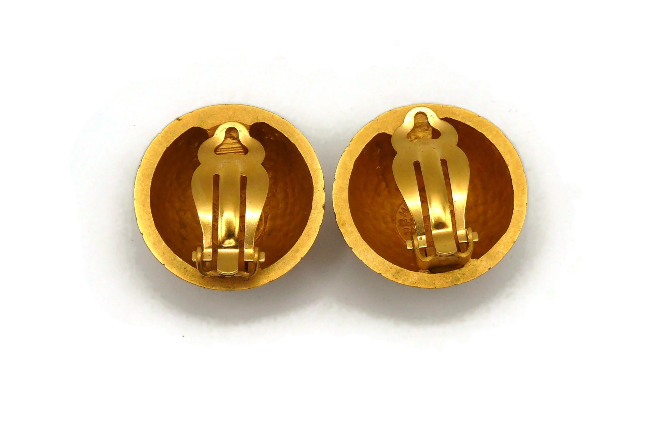 HERMES Vintage Gold Tone Celestial Dome Clip On Earrings For Sale 1