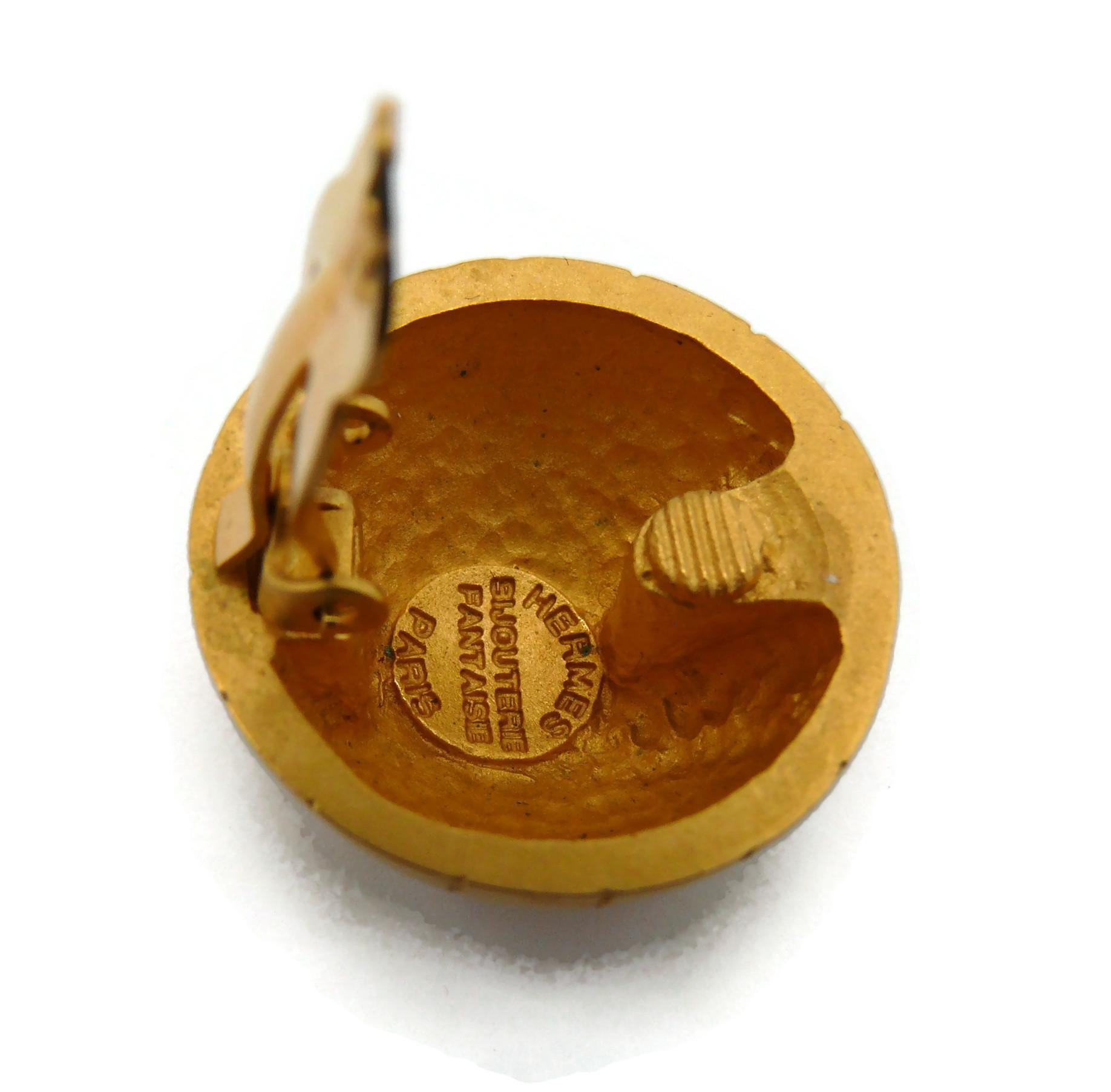 HERMES - Boucles d'oreilles à clip - Dôme céleste - Ton or - Vintage en vente 5
