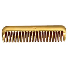 HERMES Vintage Gold Tone Comb with Leather Case