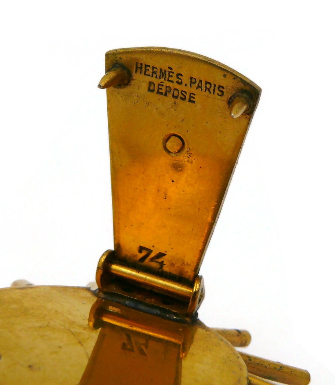 HERMES Vintage Gold Tone Domed Sputnik Clip For Sale 8