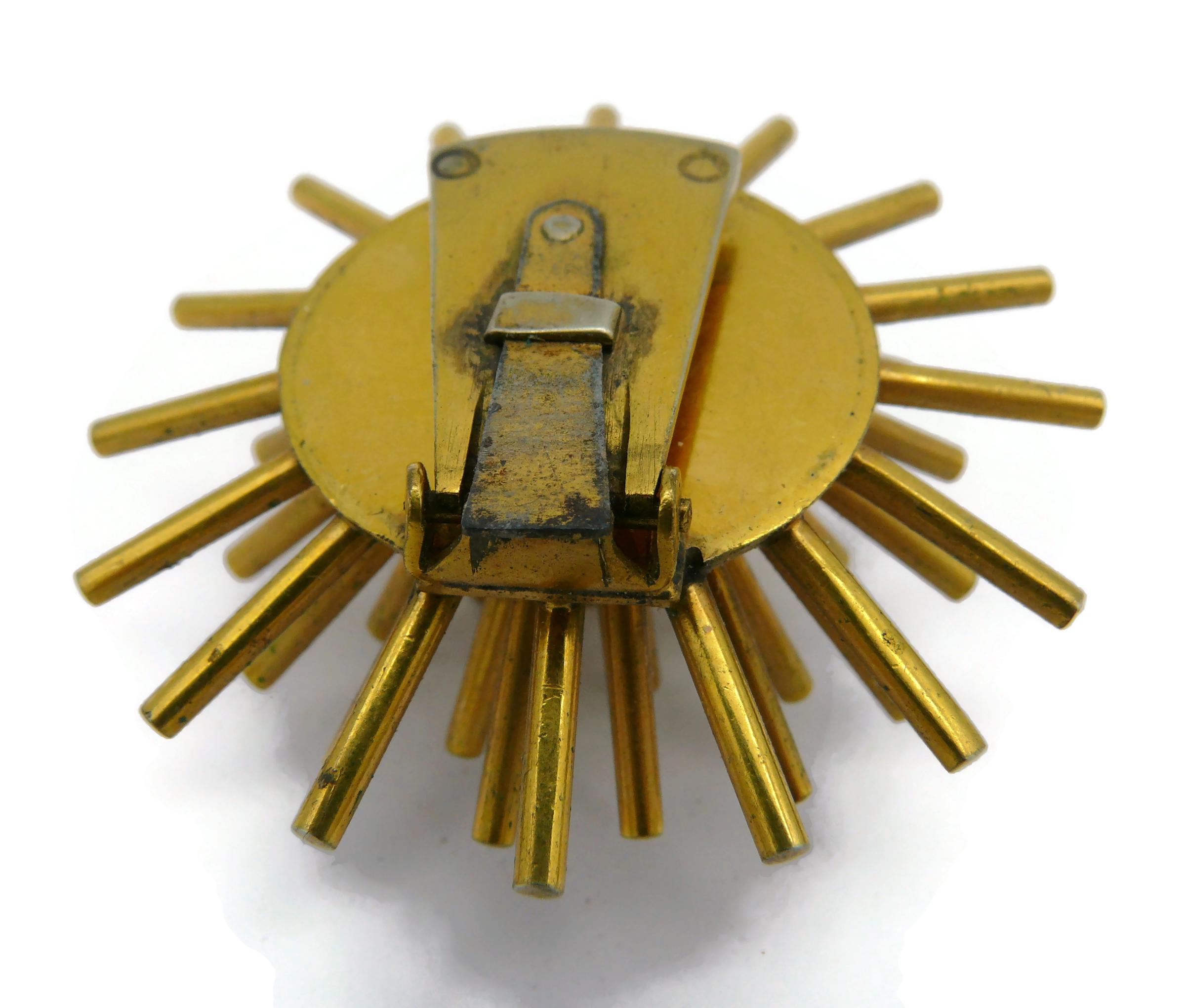HERMES Vintage Gold Tone Domed Sputnik Clip For Sale 9