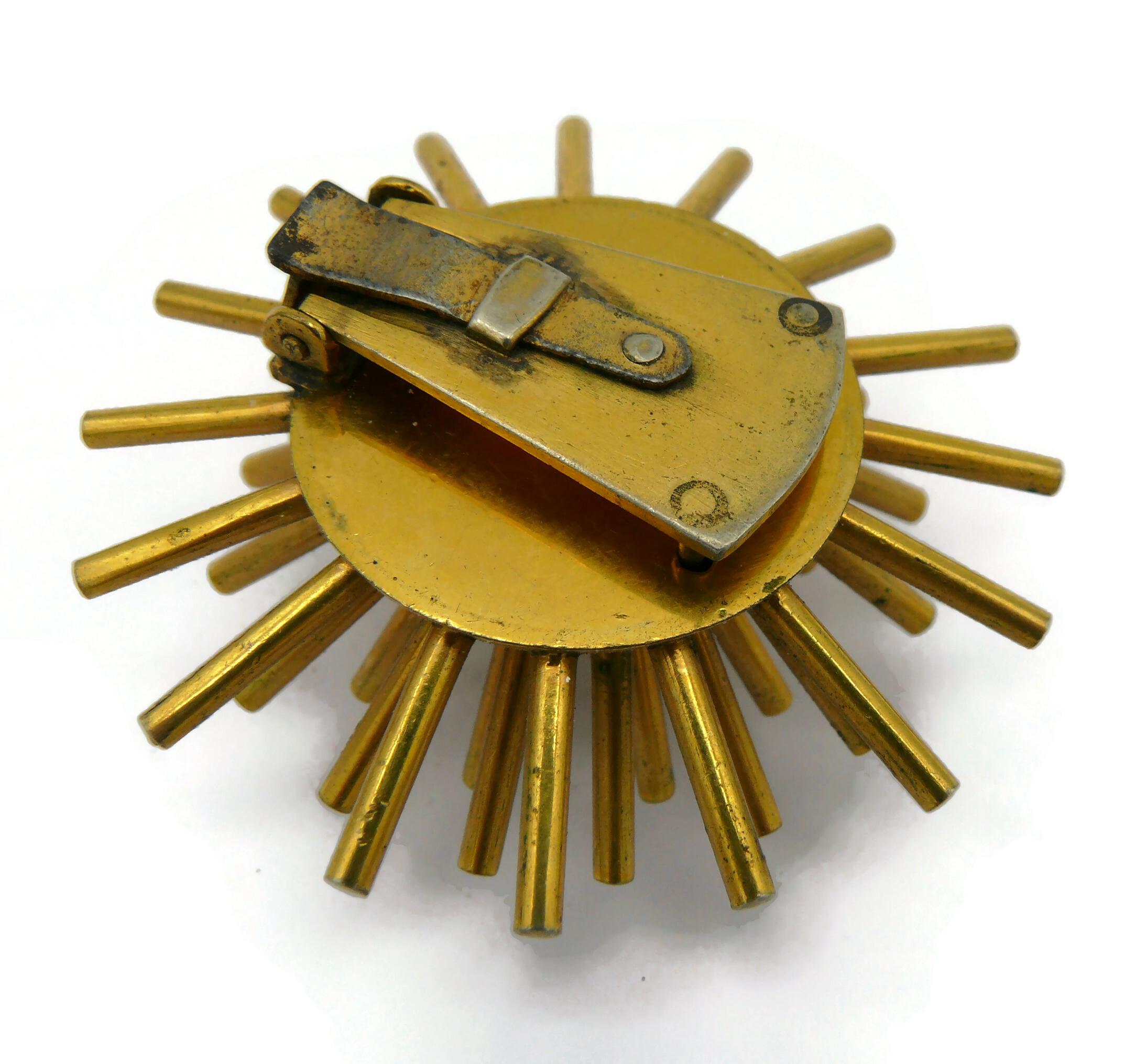 HERMES Vintage Gold Tone Domed Sputnik Clip For Sale 10