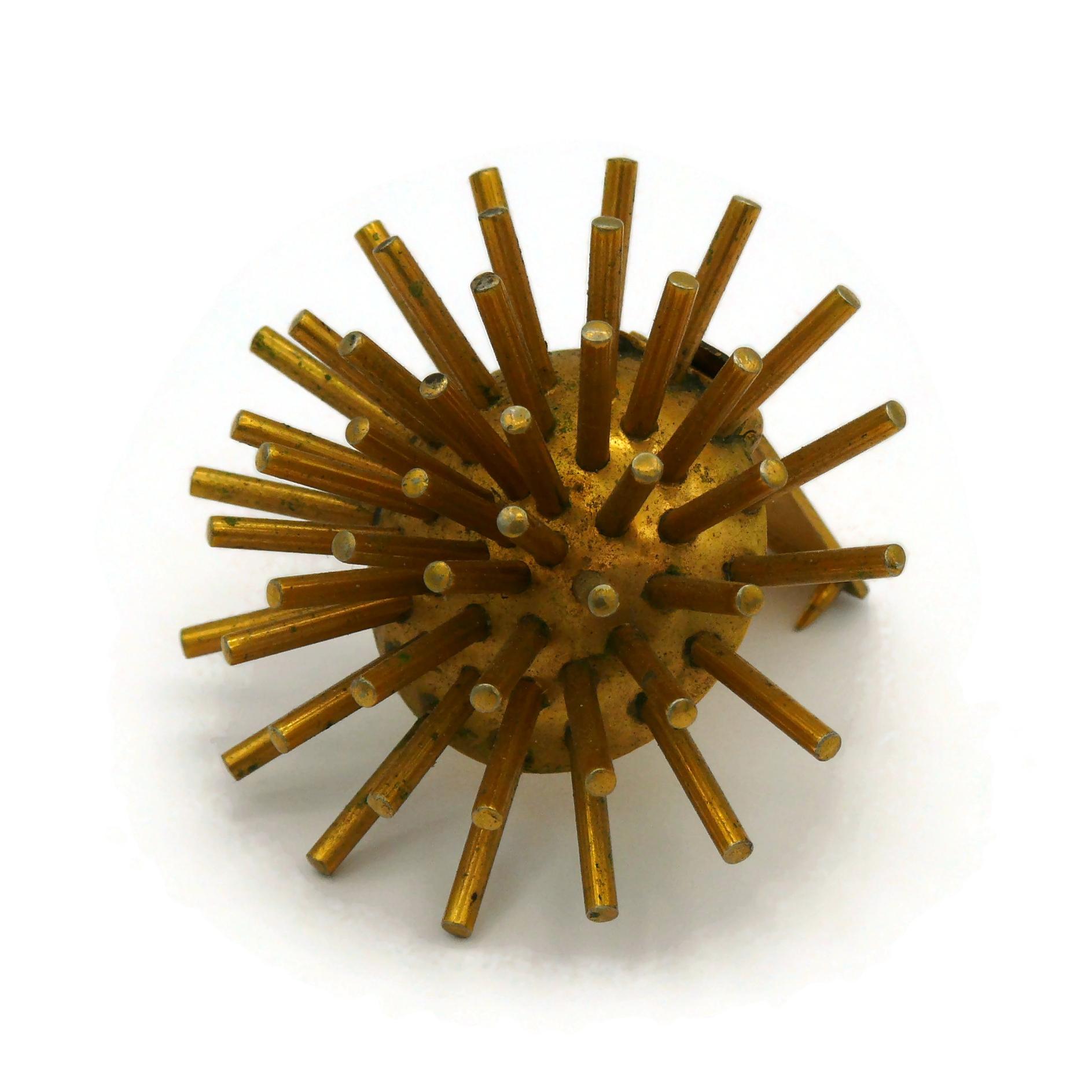 HERMES Vintage Gold Tone Domed Sputnik Clip For Sale 1