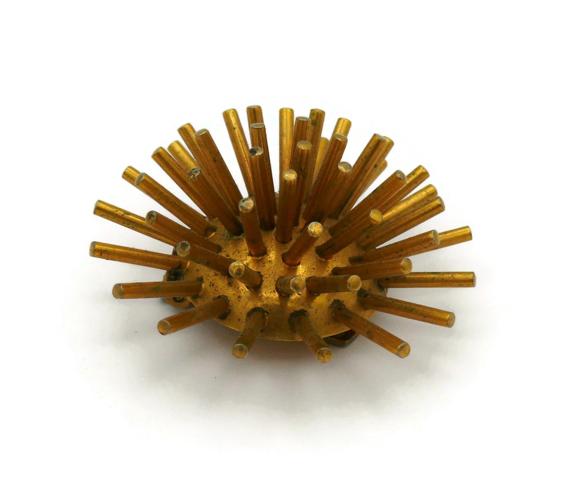 HERMES Vintage Gold Tone Domed Sputnik Clip For Sale 3