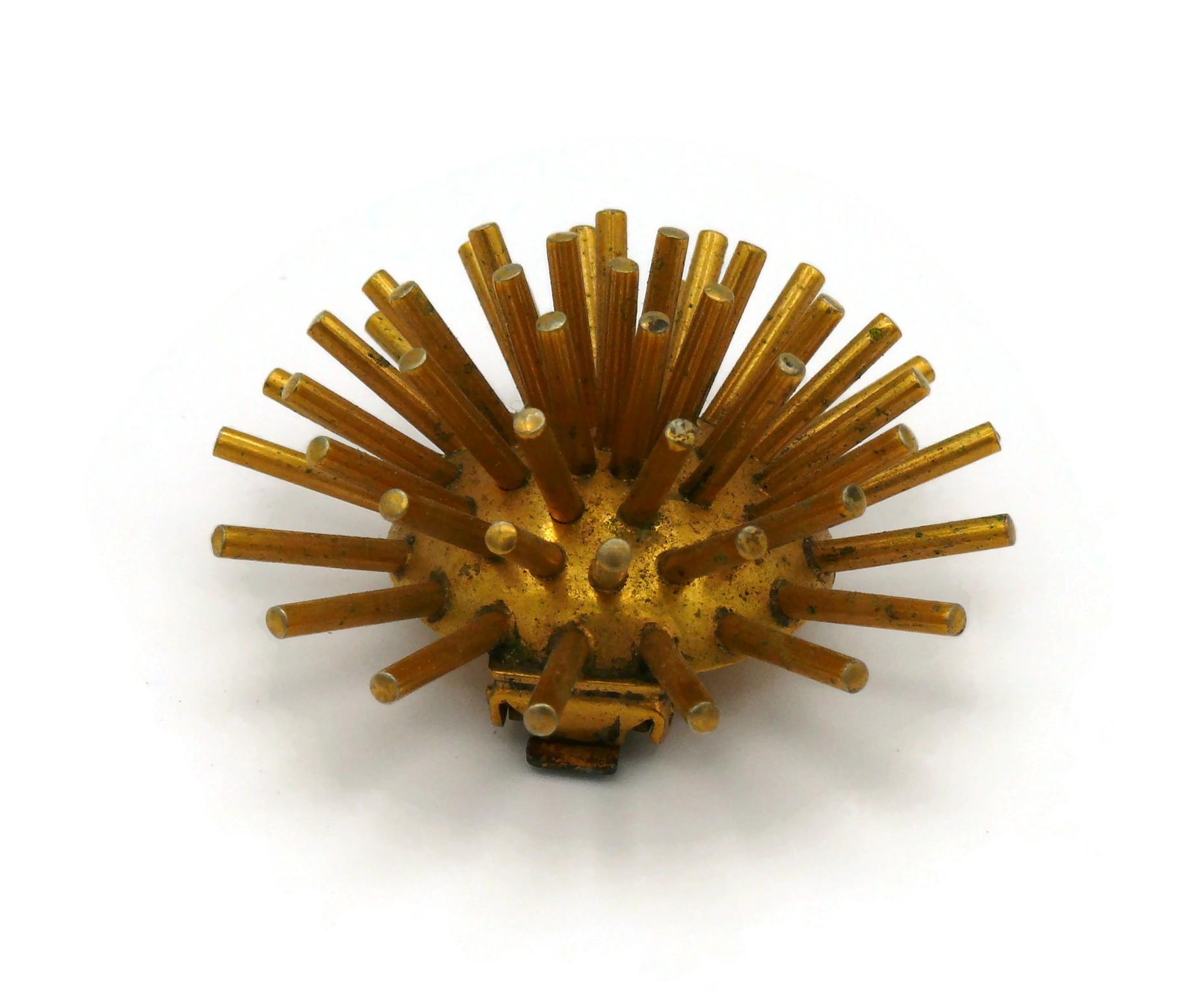 HERMES Vintage Gold Tone Domed Sputnik Clip For Sale 4