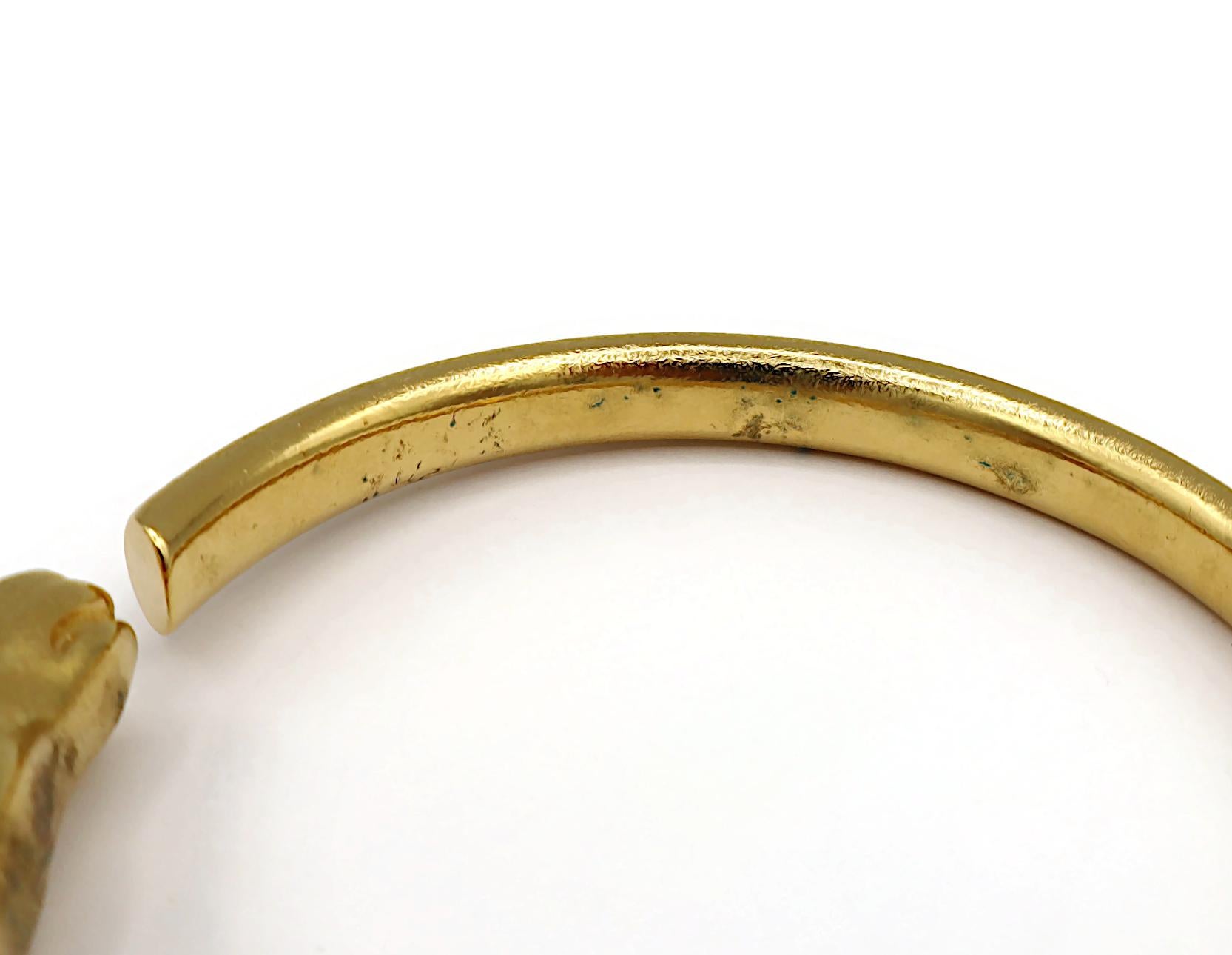 HERMES Vintage Gold Tone Horse Head Bangle Bracelet 9